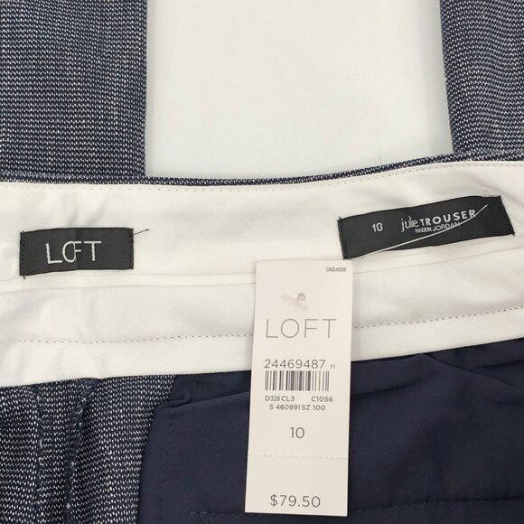 LOFT Blue & White High Rise Wide-Leg Trousers | Size 10 - Picture 3 of 7